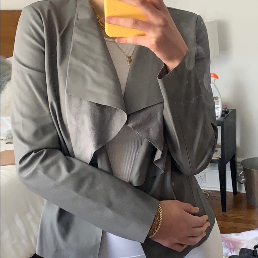 Zara grey leather blazer